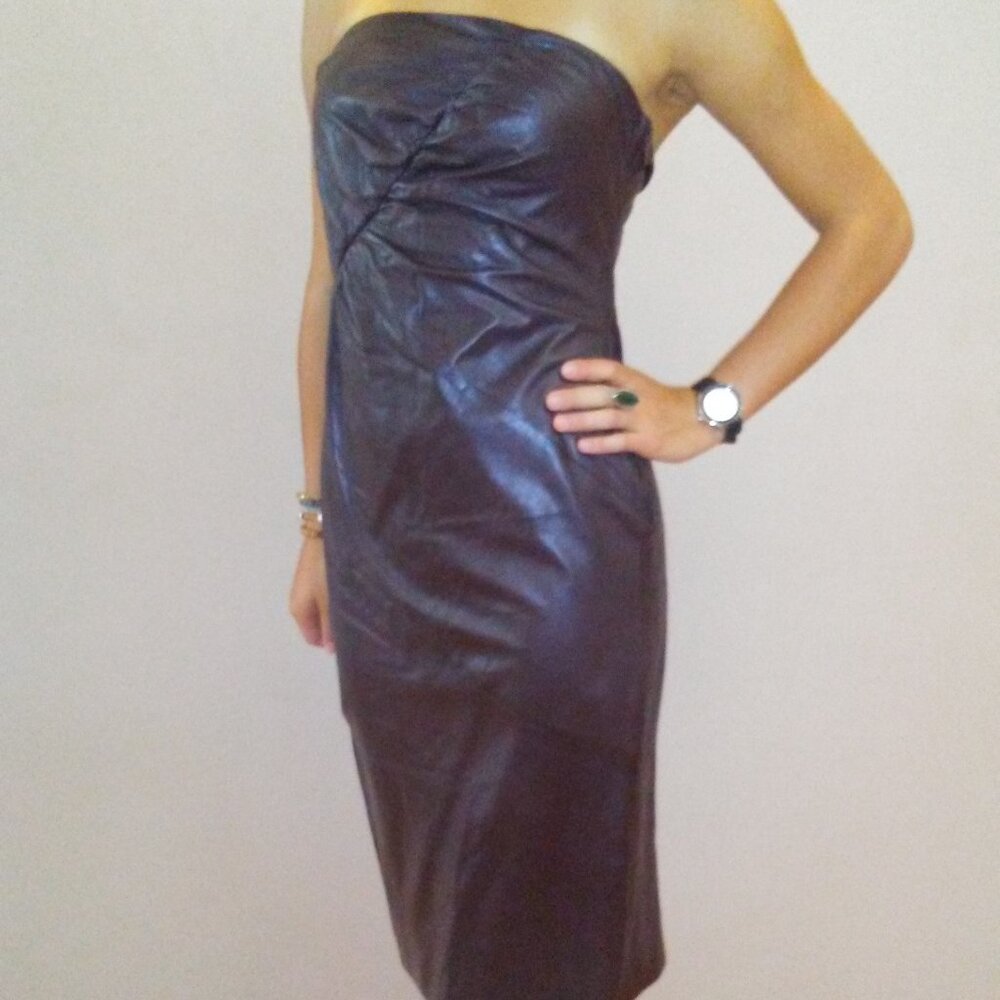 Tom Ford for Gucci 2000 Brown Leather Dress Size 44 Excellent